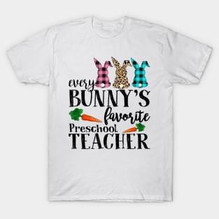 Every Bunny's Favorite Preschool Teacher Leopard Buffalo Bunny Easter Day T-Shirt